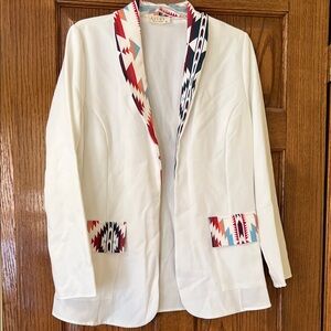 Aventura Women's Cream Blazer with Colorful Tribal Accents